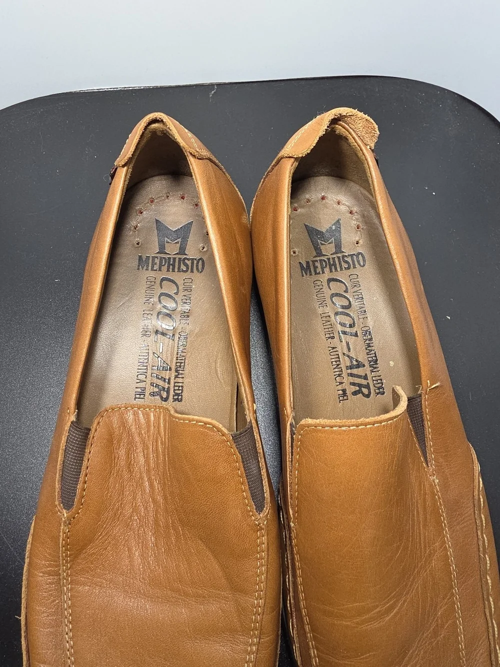 MEPHISTO Edlef Cool Air Slip-on Mens Sz 9.5 Lt Brown Leather Loafers Dress Shoes